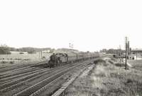 Fairburn tank 42697 passing Dalry Junction on 27 July 1955 with an Ayr - Glasgow St Enoch train. <br><br>[G H Robin collection by courtesy of the Mitchell Library, Glasgow 27/07/1955]