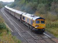 66733 nears Cowdenbeath with the Royal Scotsman from Edinburgh to Keith on 26 September, passing on the left the site of the Fordell Colliery (Alice Pit), closed in 1966.<br><br>[Bill Roberton 26/09/2016]