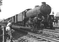 St Margarets B1 4-6-0 61345 with a southbound freight through Galashiels in the early 1960s, photographed at Glenfield Road pedestrian underpass.  <br><br>[Dougie Squance (Courtesy Bruce McCartney) //]