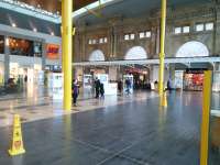 Shopping malls have their knockers but surely few would disagree that Union Square in Aberdeen is an improvement on the  rather bleak station approach of the past. Looking towards the former facade of the station on 28/09/2016. The station can still be entered from here, but the main entrance is outside.<br><br>[David Panton 28/09/2016]