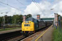 Making good use of getting the SRPS coaches to Bury for a railtour, the CFPS took the opportunity to run a 'positioning move' trip from Carnforth to Bury via Buxton and other points in the North-West. Veteran Class 40 no.345 was used on the move and is seen passing Leyland on 30 September 2016.<br><br>[John McIntyre 30/09/2016]