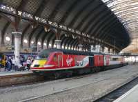 A livery to celebrate the Craigentinny Centenary on 43300, and its set, at York.<br><br>[Colin Miller 18/09/2016]