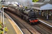 45407 speeds through Aberdour on 9 October heading for Dalgety Bay and Tweedbank with an SRPS excursion.<br><br>[Bill Roberton 09/10/2016]