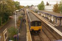 A Leeds to Morecambe service calls at Bentham on 16 October 2014. <br><br>[John McIntyre 16/10/2014]