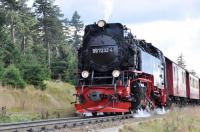 Harzer Schmalspurbahnen (HSB) 99 7232-4 on the ascent to the Brocken summit (1140 m above sea level). These locomotives, 99 7231 to 99 7247, were built in the mid-1950s, converted to oil-burning in the late 1970s, then returned to coal burning soon thereafter!  The metre-gauge HSB system consists of the Harzerquerbahn, the Selketalbahn and the Brockenbahn.  At its peak, pre First World War, the Harz region had a narrow-gauge (1000mm) rail network of 200 km.<br><br>[Norman Glen 11/10/2016]