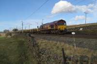 An engineers train hauled by EWS 66098 heads south at Scout Green in February 2007.<br><br>[John McIntyre 18/02/2007]