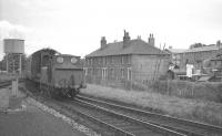 Ex-Southern Railway <I>Terrier</I> 0-6-0T 32640 approaching Havant station on 13 August 1961 with the Hayling Island branch train. 32640 was withdrawn by BR in 1963 and purchased by Sir Billy Butlin for static display at his Pwllheli holiday camp. The locomotive was subsequently obtained by the Isle of Wight Steam Railway and, following restoration, was successfully returned to steam as W11 carrying the name <I>Newport</I>. <br><br>[K A Gray 13/08/1961]