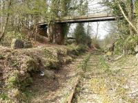 The site of Braeside Halt looking in direction of Elbowend Junction.  Some degree of vegetation clearance has taken place here although there has also been a rockfall from the cutting side on the right.<br><br>[Mark Poustie 10/04/2016]