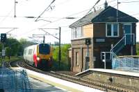 A Virgin Voyager on a Cross Country service about to call at Alnmouth in May 2004.<br><br>[John Furnevel 26/05/2004]