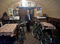 The space under the road bridge at Quorn station has been turned into a NAAFI canteen for Forties weekends. The gent at the centre of the shot may appear a little waxen, but was very much alive. View looks North.<br><br>[Ken Strachan 10/09/2016]