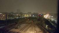 View from the NCP car park over the station 'throat' on a wintery night<br><br>[Colin Harkins 16/01/2015]