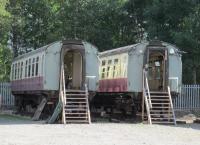 Currently sitting on temporary rails whilst being refurbished in a private yard at Grantown on Spey, these vehicles will<br>
be positioned in the new bay platform at Grantown East. (The location is not actually Grantown East, but in Grantown).<br><br>[Clive Meredith 04/09/2016]