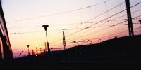 Arty experiment rather than railway photo at this Catalan station. The train was heading for Barcelona from Tarragona as the sun was setting behind the hills. The station name noted on the photo was Sant Vincenc de Calders Coma Ruga which could have been one of the longest station names in Europe (outside Wales).<br><br>[Charlie Niven 24/09/1988]