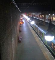 Looking North from the station overbridge at Stoke-on-Trent as the 19.07 to Crewe enjoys its scheduled 5 minute dwell time.<br><br>[Ken Strachan 19/10/2016]