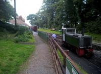 Never trust a one-eyed diesel. Scene near the shed, looking towards the station. Notice the information board in the foreground.<br><br>[Ken Strachan 28/08/2016]