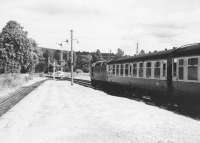 A train leaving Dingwall heading for Kyle of Lochalsh, thought to have been taken in the early 1970s. [Ref query 161] <br><br>[Dougie Squance (Courtesy Bruce McCartney) //]