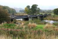 Background remnants of a stubborn morning mist are still apparent in this view north over the Tweed railway bridge at Cardrona looking toward Peebles in October 2005. <br><br>[John Furnevel 07/10/2005]