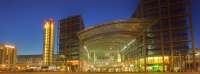 A night-time view of the glass structure which is the rebuilt Berlin Hauptbahnhof.<br><br>[Ian Dinmore //]