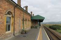 Looking northwards towards Ynyslas and Dovey Junction along the tidy single platform at Borth on 18th September 2016. [See image 56698] for the forecourt view of this splendid station building. <br><br>[Mark Bartlett 18/09/2016]