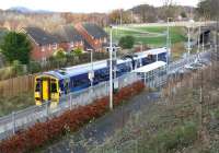 ScotRail 158714 about to leave Newtongrange on 1 December 2016 with the 0946 service to Tweedbank.<br><br>[John Furnevel 01/12/2016]