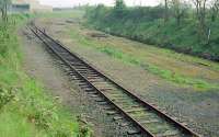 The site of Deanside station, relegated to being the run round loop for Deanside Transit, looking to Cardonald. The buffer was just out of view. Much re-development has taken place here since 1988.<br><br>[Ewan Crawford //1988]