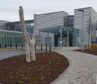 Entrance to Edinburgh Gateway railway and tram station.<br><br>[John Yellowlees 09/12/2016]