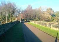 Looking north across Warriston Viaduct along the route of the Edinburgh, Leith and Newhaven Railway where it crossed the Water of Leith. Up ahead is the site of Warriston Junction, at which point it was straight on for Granton, bear right for Bonnington and Leith North. Photograph taken in December 2016, nearly 170 years after the line opened to traffic.<br><br>[Andy Furnevel 01/12/2016]