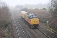 Dreich Day. As you can see from todays photo it's a rather miserable morning here in South Wales (06/12/16). 37175 passing Stormy Down Loop with a Canton to Derby train via the Mid Wales line.<br><br>[Alastair McLellan 06/12/2016]