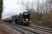 34052 'Lord Dowding' passing through Bradford on Avon enroute to Bath and Bristol at 1405 hours with a Cathedrals Express. To the uninitiated this engine is actually 34046 Braunton. A wet and overcast day, 2500ISO, F5 & 1-160sec.<br><br>[Peter Todd 10/12/2016]