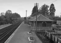 Looking west over Spean Bridge station.  Beyond the bridge can be seen the curved platform end for the Fort Augustus branch.<br><br>[Bill Roberton //1977]