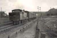 LNER C16 4-4-2T no 7500 passing Eastfield shed on 9 April 1949 with a train for Kilsyth.  <br><br>[G H Robin collection by courtesy of the Mitchell Library, Glasgow 09/04/1949]