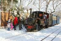 A seasonal scene at Delph on the West Lancs Light Railway on 18 December 2010 as passengers wait in the snow to see Santa.<br><br>[John McIntyre 18/12/2010]