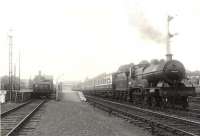 Compound 40920 stands at Castle Douglas on 16 July 1956 with a train for Dumfries.  <br><br>[G H Robin collection by courtesy of the Mitchell Library, Glasgow 16/07/1956]