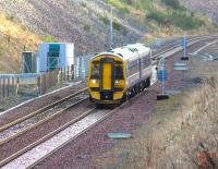 The 1259 Tweedbank - Edinburgh runs onto the double track section at Tynehead on 27 December 2016.<br><br>[John Furnevel 27/12/2016]