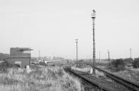 The west end of Thornton Yard with the former hump control tower on the left.<br><br>[Bill Roberton //1990]