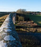 Roxburgh Viaduct looking west to the station. The remains of Wallace's Tower are to the right.<br><br>[Ewan Crawford 27/12/2016]