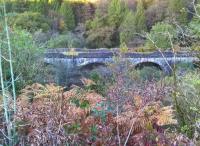 The other viaduct at Cymer [see image 49912]. This one is oriented East-West, and was damaged by a derailed coal train in 1962. The parapets have still not been repaired. View looks North.<br><br>[Ken Strachan 22/10/2016]