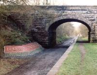 The former station at Rosslyn Castle, closed to passengers in 1951, seen here looking south from the platform towards Penicuik in February 1995. The trackbed now forms part of the Penicuik - Dalkeith walkway.  <br><br>[John Furnevel 25/02/1995]