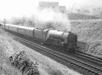 A1 Pacific 60121 <I>Silurian</I> passing Langlee on a southbound train shortly after leaving Galashiels in 1964. [Ref query 432]<br><br>[Dougie Squance (Courtesy Bruce McCartney) //1964]