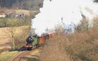 LNER B12 4-6-0 no 8572 with a train near Weybourne on the North Norfolk Railway in March 2012.<br><br>[Ian Dinmore 11/03/2012]