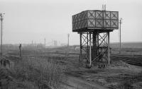 The east end of Alloa New Yard with water tower and crane, later removed to the Strathspey Railway.<br><br>[Bill Roberton //1974]