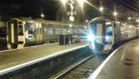 158709 and 710 awaiting instructions from the fat controller for their next journeys at Inverness on 01/11/2016.<br><br>[Brian Smith 01/11/2016]