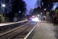 The late running 16.43 to Birmingham New Street calls at Barnt Green just after Christmas 2016. [Ref query 484]<br><br>[Ken Strachan 27/12/2016]