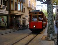 Tram in the streets of Soller in Majorca, Sept 2016.<br><br>[John Steven /09/2016]