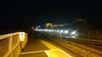 The lit walkway to the signal box at Laurencekirk runs north from the southbound platform.<br><br>[Alan Cormack 09/01/2017]