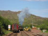 The Jacobite heads east from Arisaig on the evening of 3rd June 2016.<br><br>[David Spaven 03/06/2016]