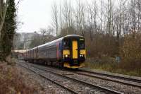 153377 passing through Bradford-on-Avon at 1355 hours.<br><br>[Peter Todd 10/12/2016]