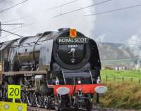 6233 <I>Duchess of Sutherland</I> hauling West Coast Railways <I>Royal Scot</I> from Stafford to Stirling [see image 57818] on the 2nd of October 2010.  At that time 6233 carried LMS lined black livery, before re-appearing as 46233 in BR Brunswick green the following year.<br><br>[Norman Glen 02/10/2010]