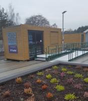 Here is a photo of the new cafe and toilets facilities that open on the 23rd at Tweedbank Station.<br><br>[John Yellowlees 22/01/2017]