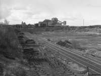 Looking west to Ashington Colliery, with sidings being lifted. 1987.<br><br>[Bill Roberton //1987]